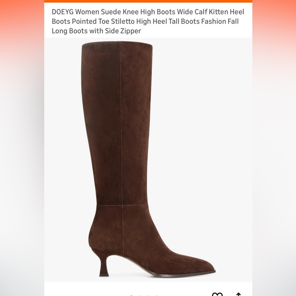 Amazon Brown Suede Knee-High Heeled Boots